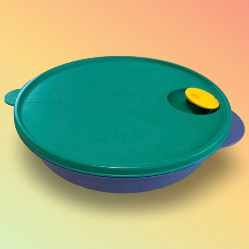 Tupperware Crystalwave Divided Dish Lid Vented Blue Green Microwave 3284C 2651C